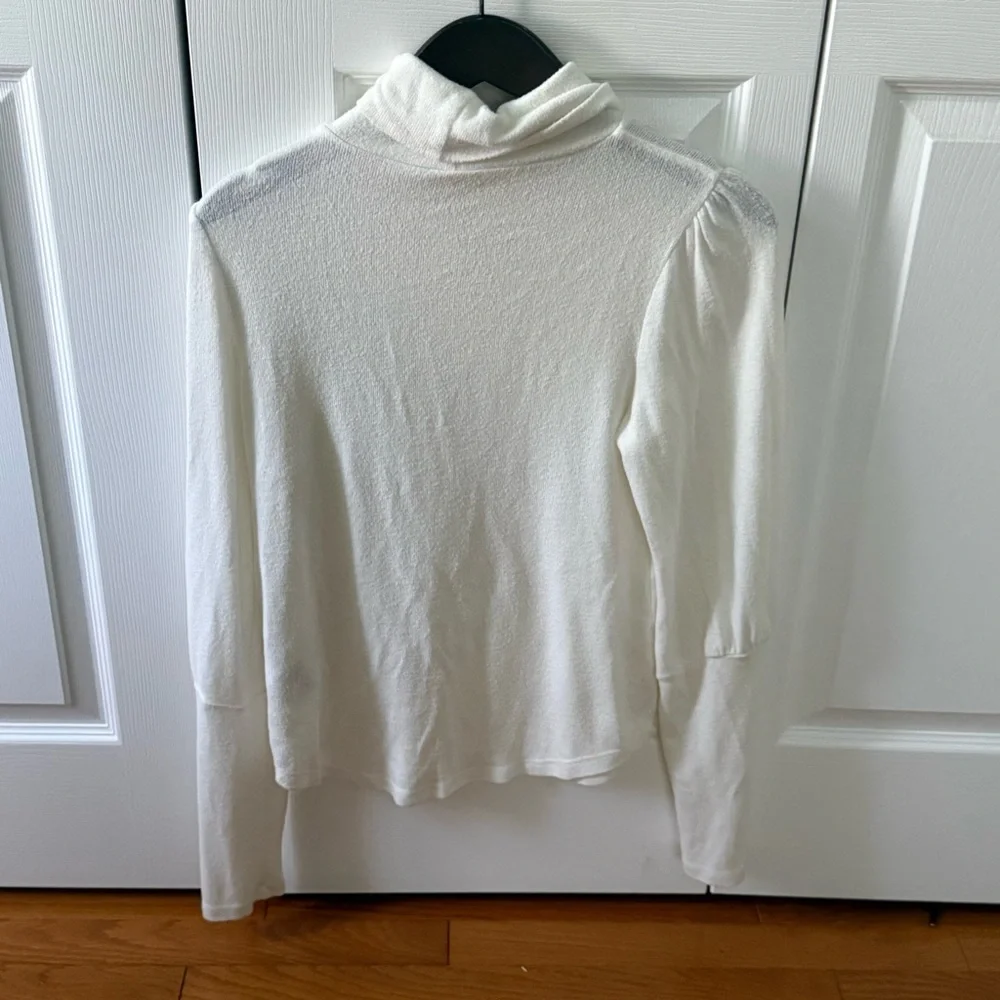 Anthropologie Puff Sleeve Turtleneck Top in White
